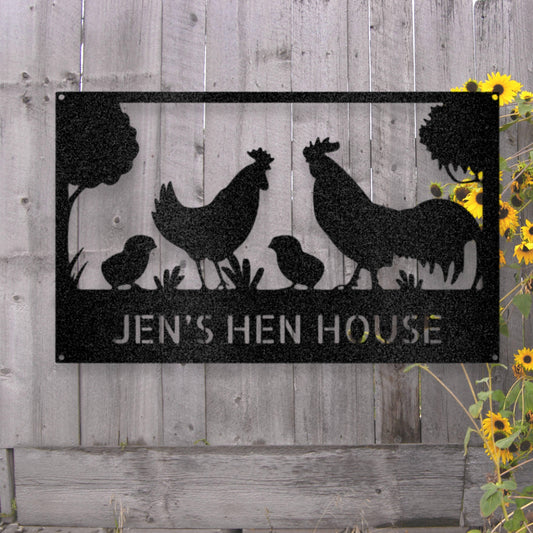 Steel Sign Personalized Hen House Metal Art Sign