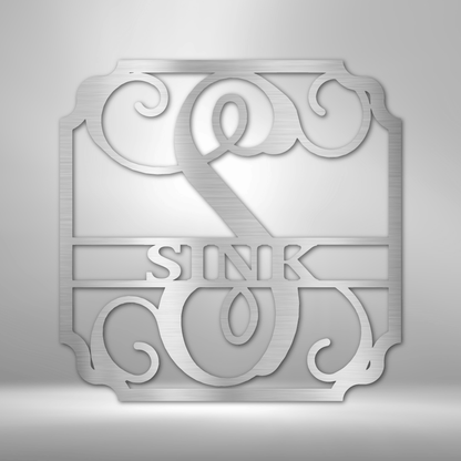 Steel Sign Silver / 12" Custom Classic Family Name Metal Art Sign