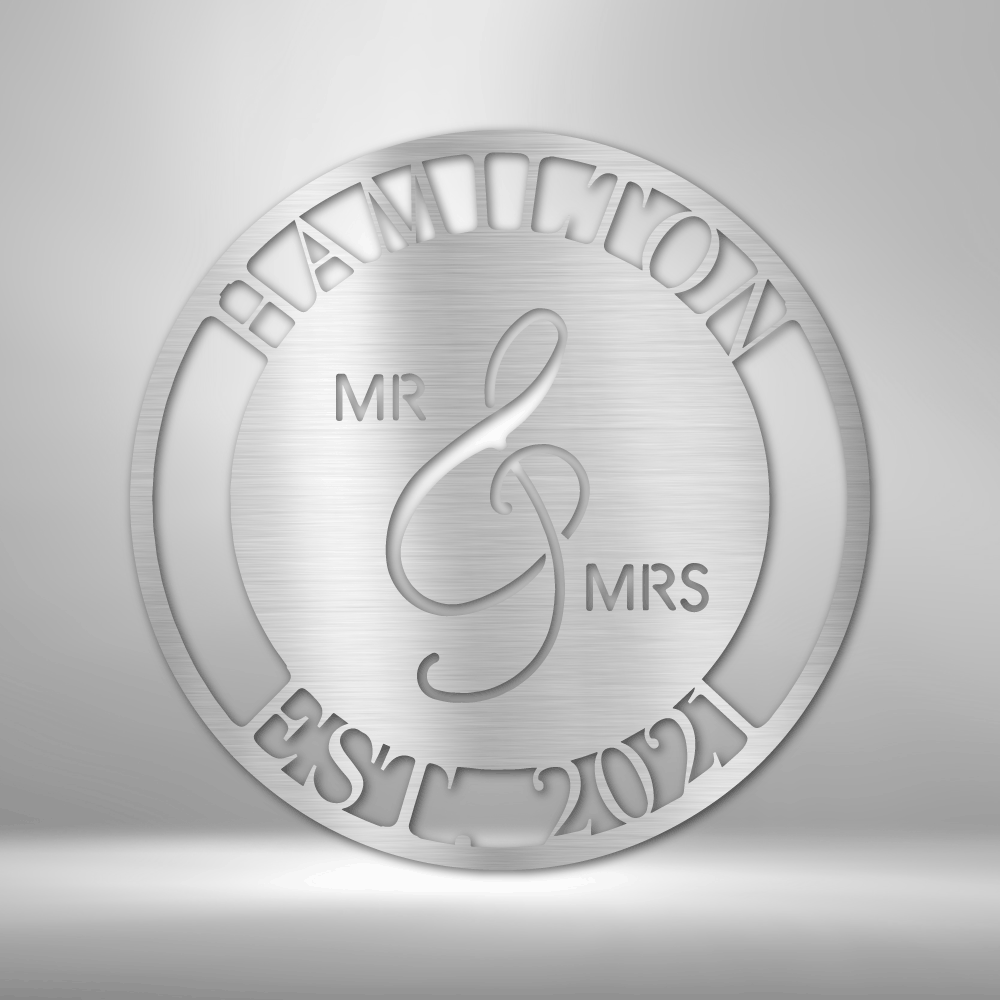 Steel Sign Silver / 12" Custom Mr. and Mrs. Metal Art Sign