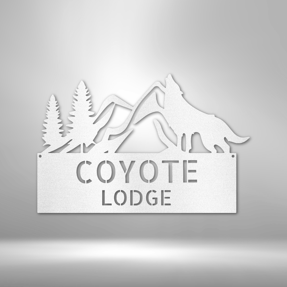 Steel Sign White / 12" Custom Coyote Metal Art Sign