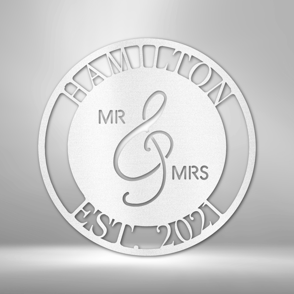 Steel Sign White / 12" Custom Mr. and Mrs. Metal Art Sign