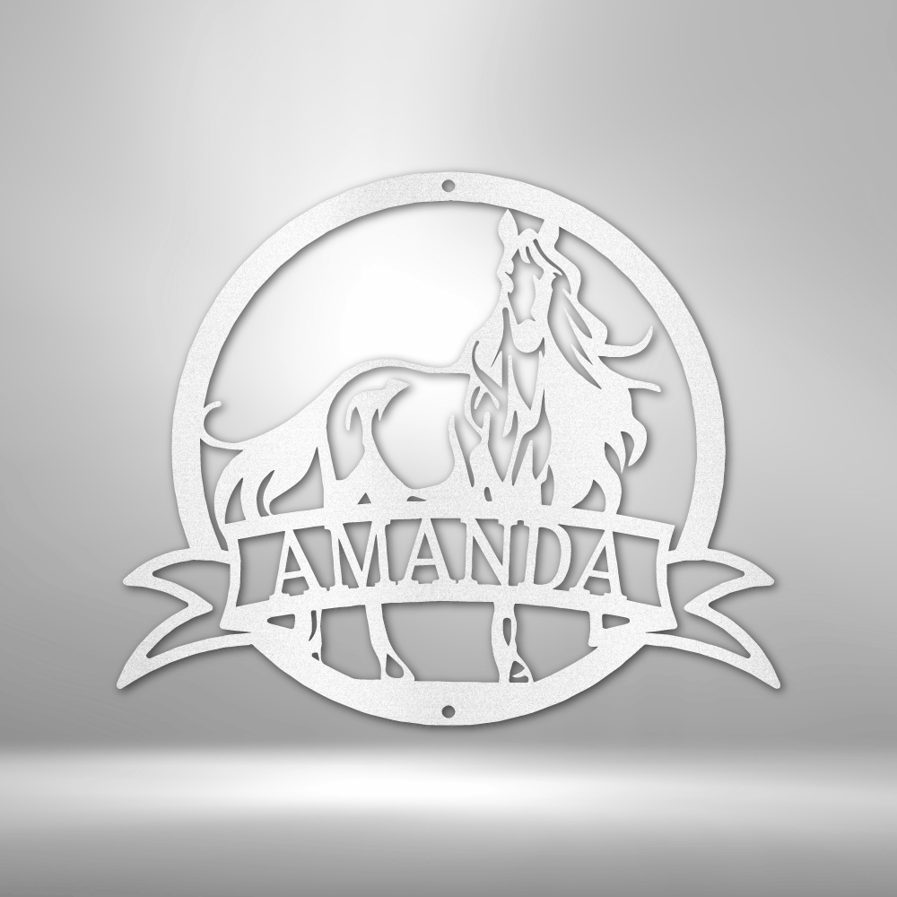 Steel Sign White / 12" Personalized Majestic Horse Metal Art Sign