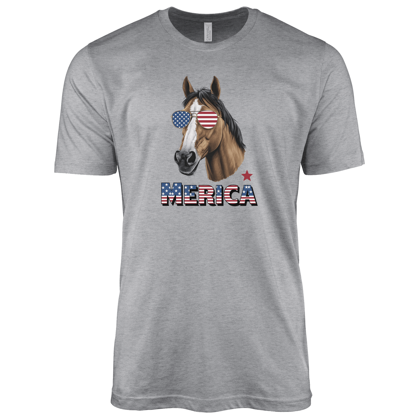 T-Shirt Adult T-shirt / S / Athletic Heather Patriotic Horse with Sunglasses Shirt