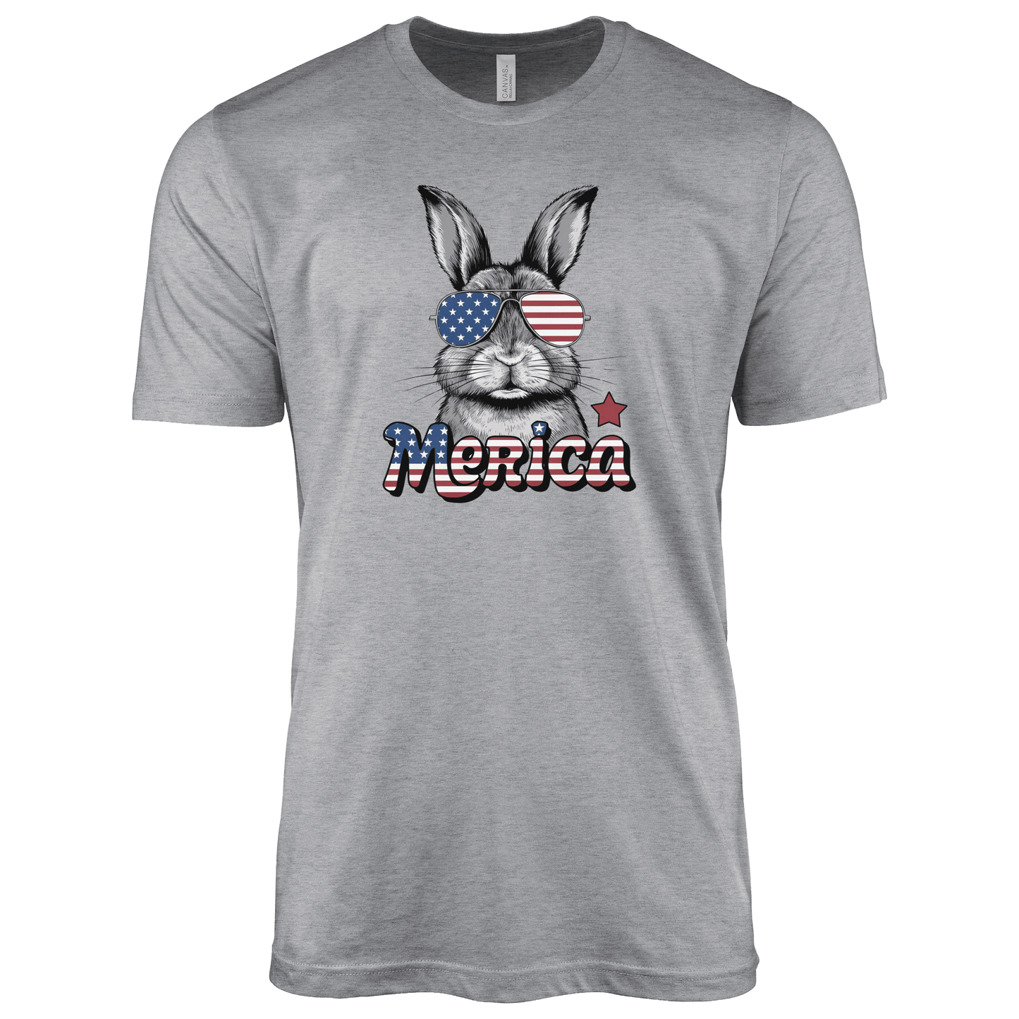 T-Shirt Adult T-shirt / S / Athletic Heather Patriotic Rabbit With Sunglasses Shirt