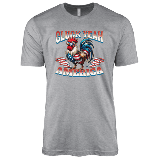 T-Shirt Adult T-shirt / S / Athletic Heather Patriotic Rooster and Stars Cluck Yeah Shirt