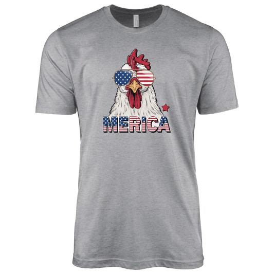 T-Shirt Adult T-shirt / S / Athletic Heather Patriotic Rooster with Sunglasses Shirt