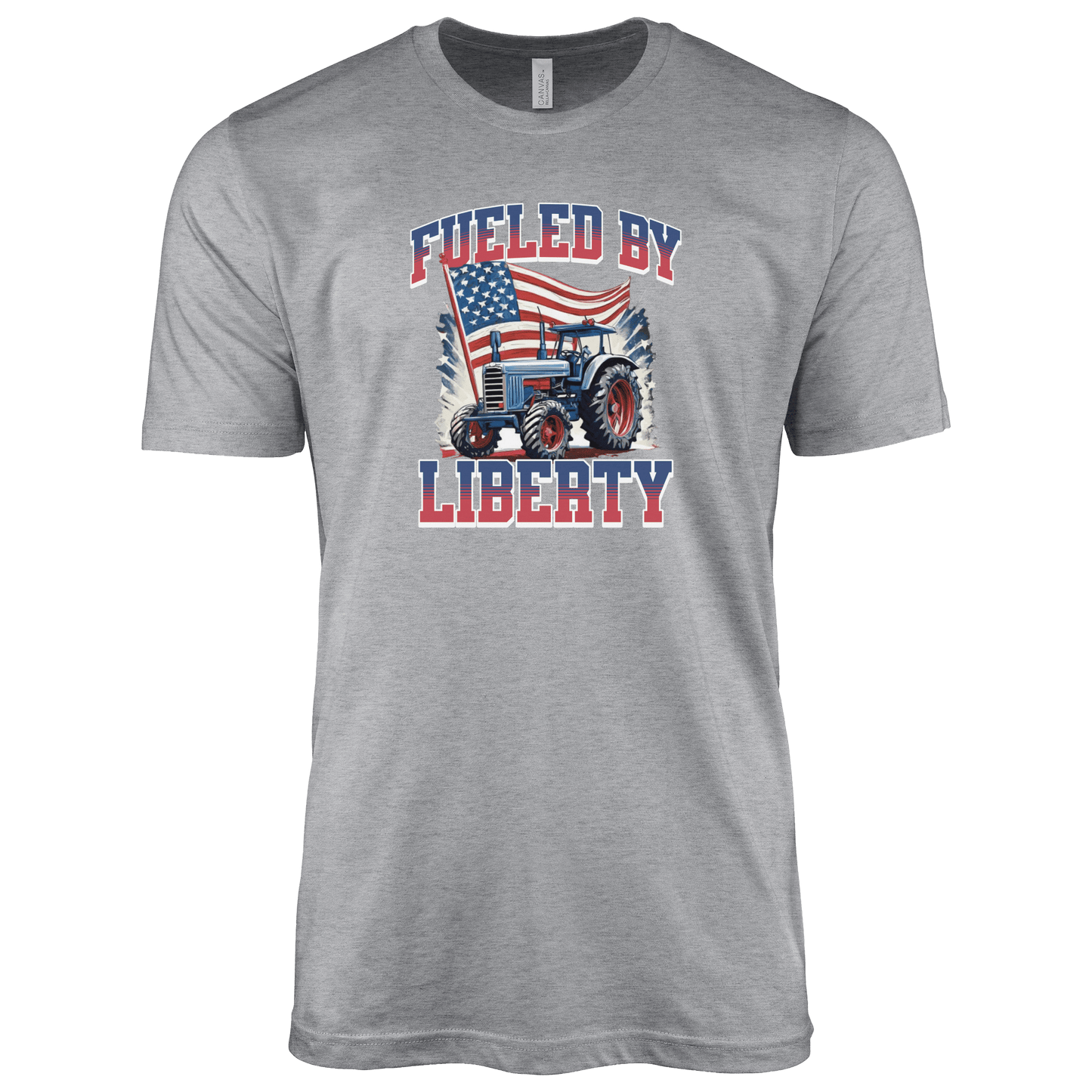 T-Shirt Adult T-shirt / S / Athletic Heather Patriotic Tractor with American Flag Shirt