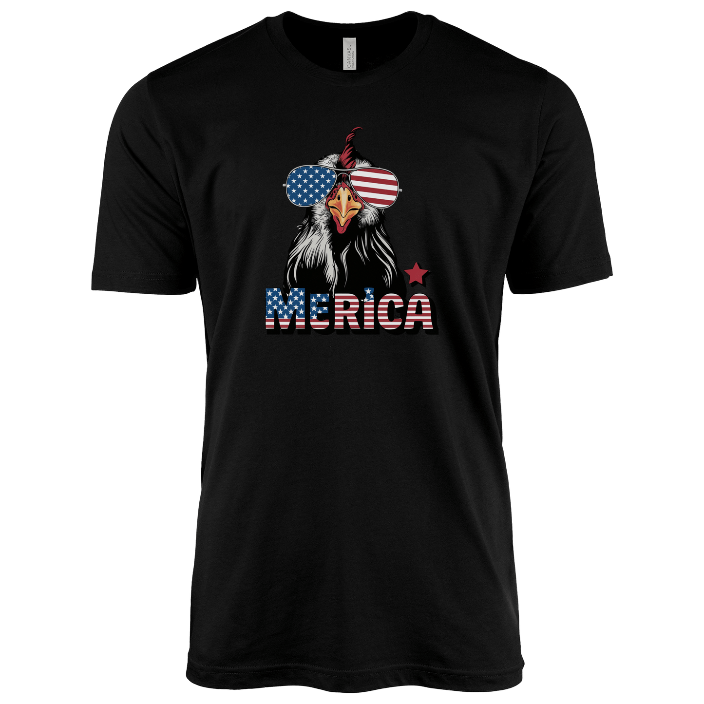 T-Shirt Adult T-shirt / S / Black Patriotic Chicken with Sunglasses Shirt