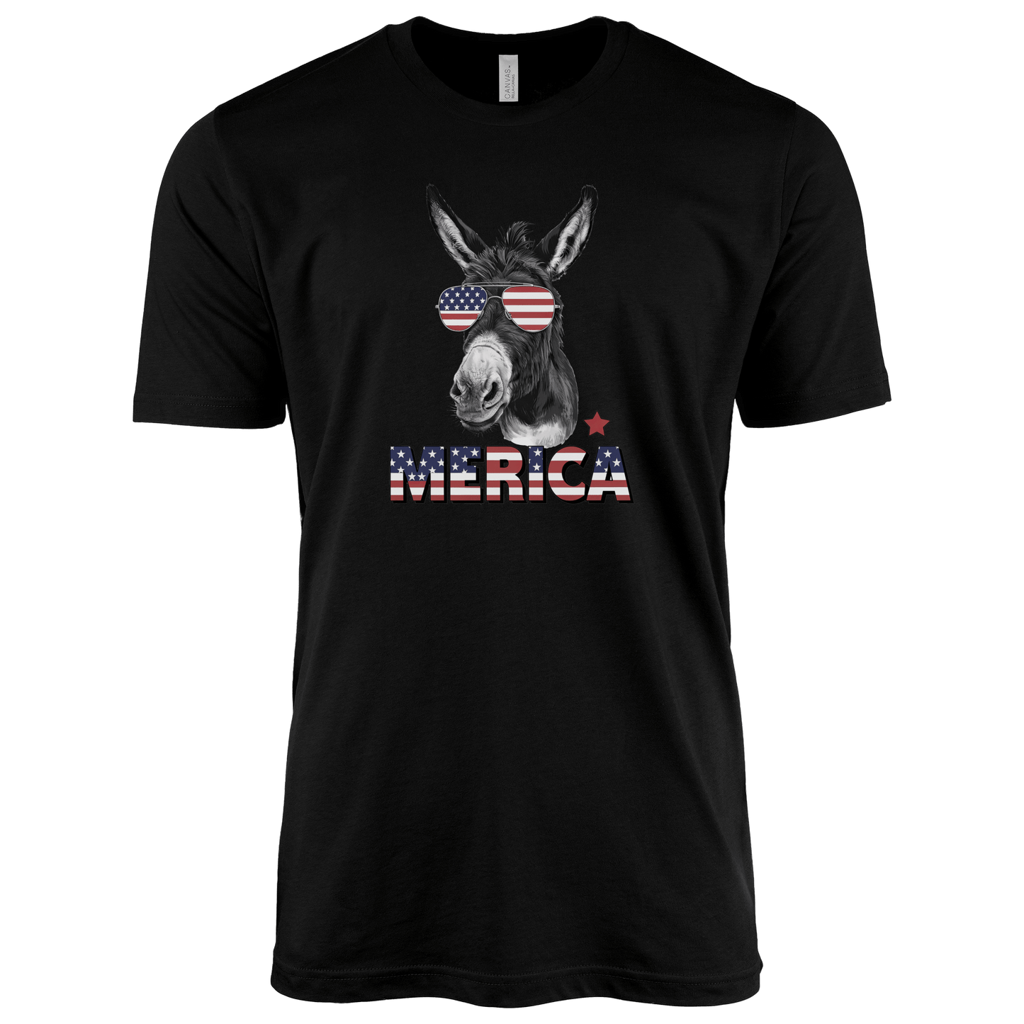 T-Shirt Adult T-shirt / S / Black Patriotic Donkey with Sunglasses Shirt