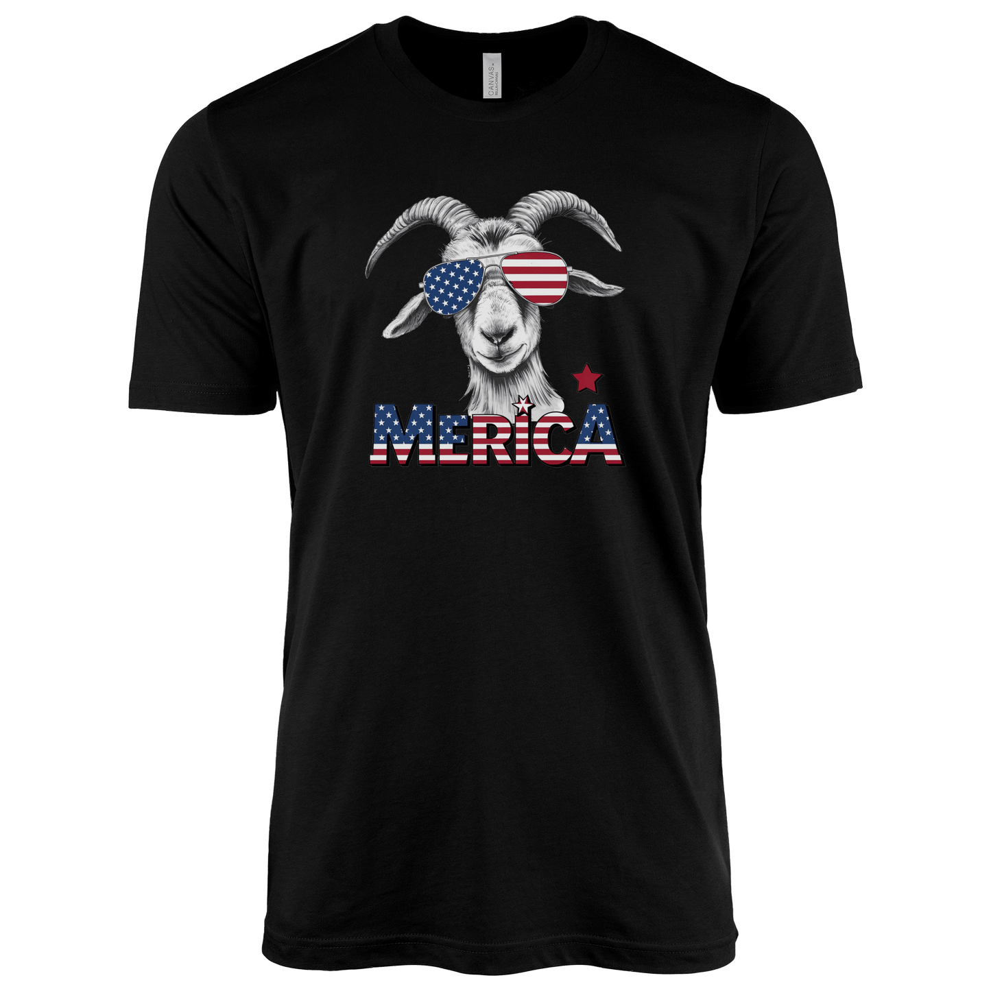 T-Shirt Adult T-shirt / S / Black Patriotic Goat With Sunglasses Shirt