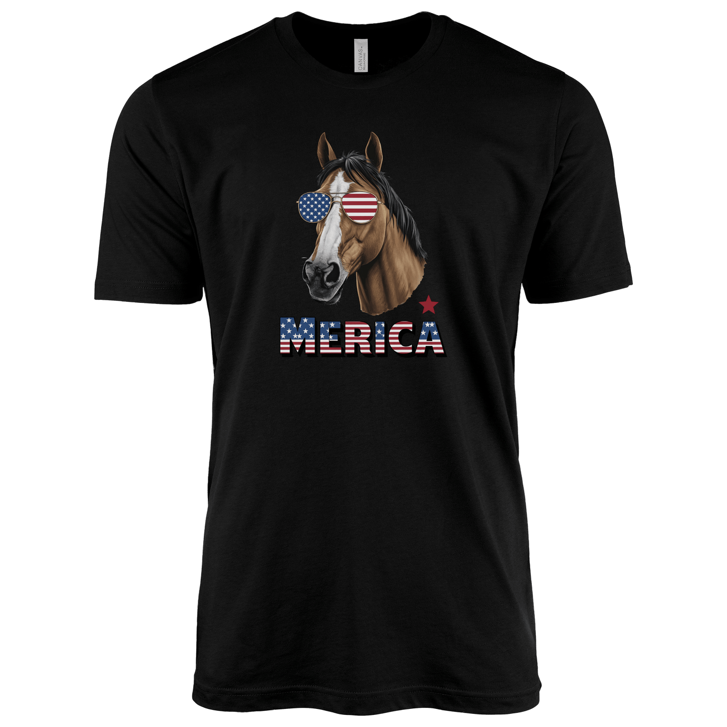 T-Shirt Adult T-shirt / S / Black Patriotic Horse with Sunglasses Shirt