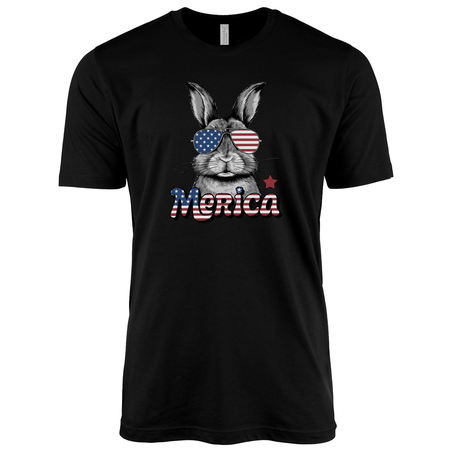 T-Shirt Adult T-shirt / S / Black Patriotic Rabbit With Sunglasses Shirt