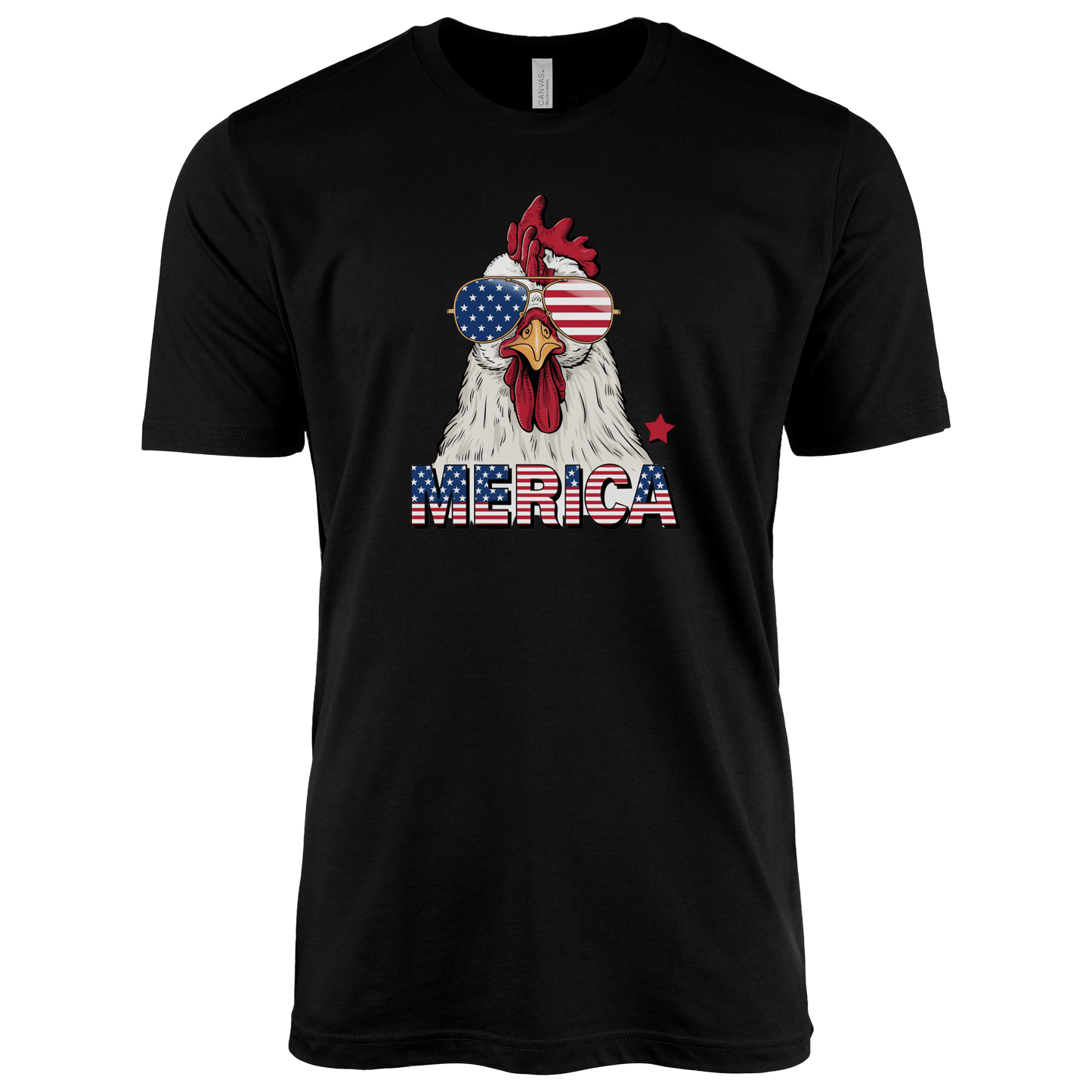 T-Shirt Adult T-shirt / S / Black Patriotic Rooster with Sunglasses Shirt