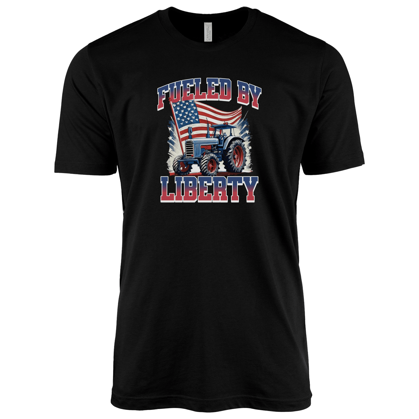 T-Shirt Adult T-shirt / S / Black Patriotic Tractor with American Flag Shirt