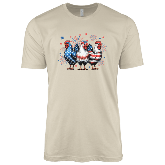 T-Shirt Adult T-shirt / S / Cream Patriotic American Chickens Shirt