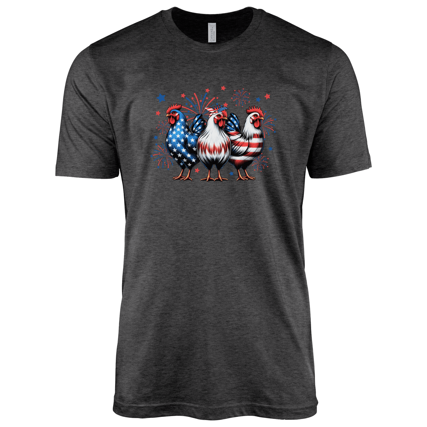 T-Shirt Adult T-shirt / S / Dark Heather Grey Patriotic American Chickens Shirt