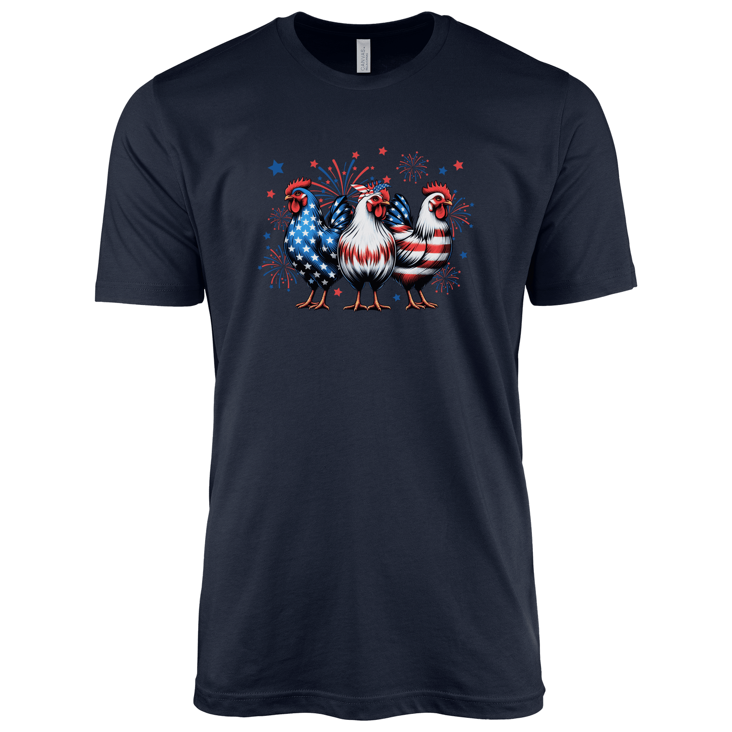 T-Shirt Adult T-shirt / S / Navy Patriotic American Chickens Shirt