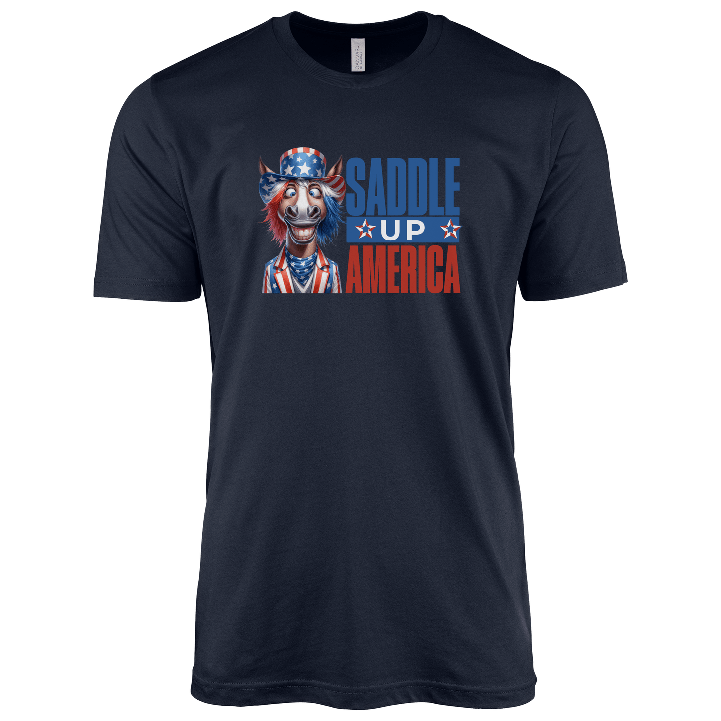 T-Shirt Adult T-shirt / S / Navy Patriotic Donkey Saddle Up America Shirt