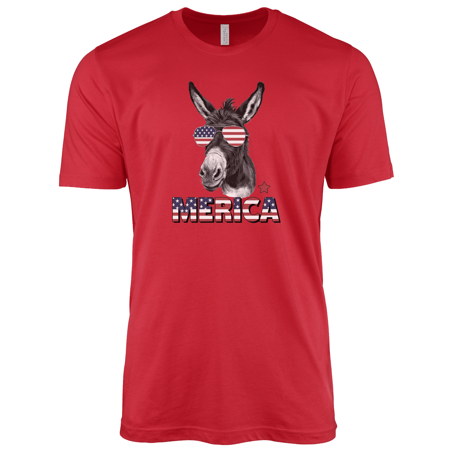 T-Shirt Adult T-shirt / S / Red Patriotic Donkey with Sunglasses Shirt