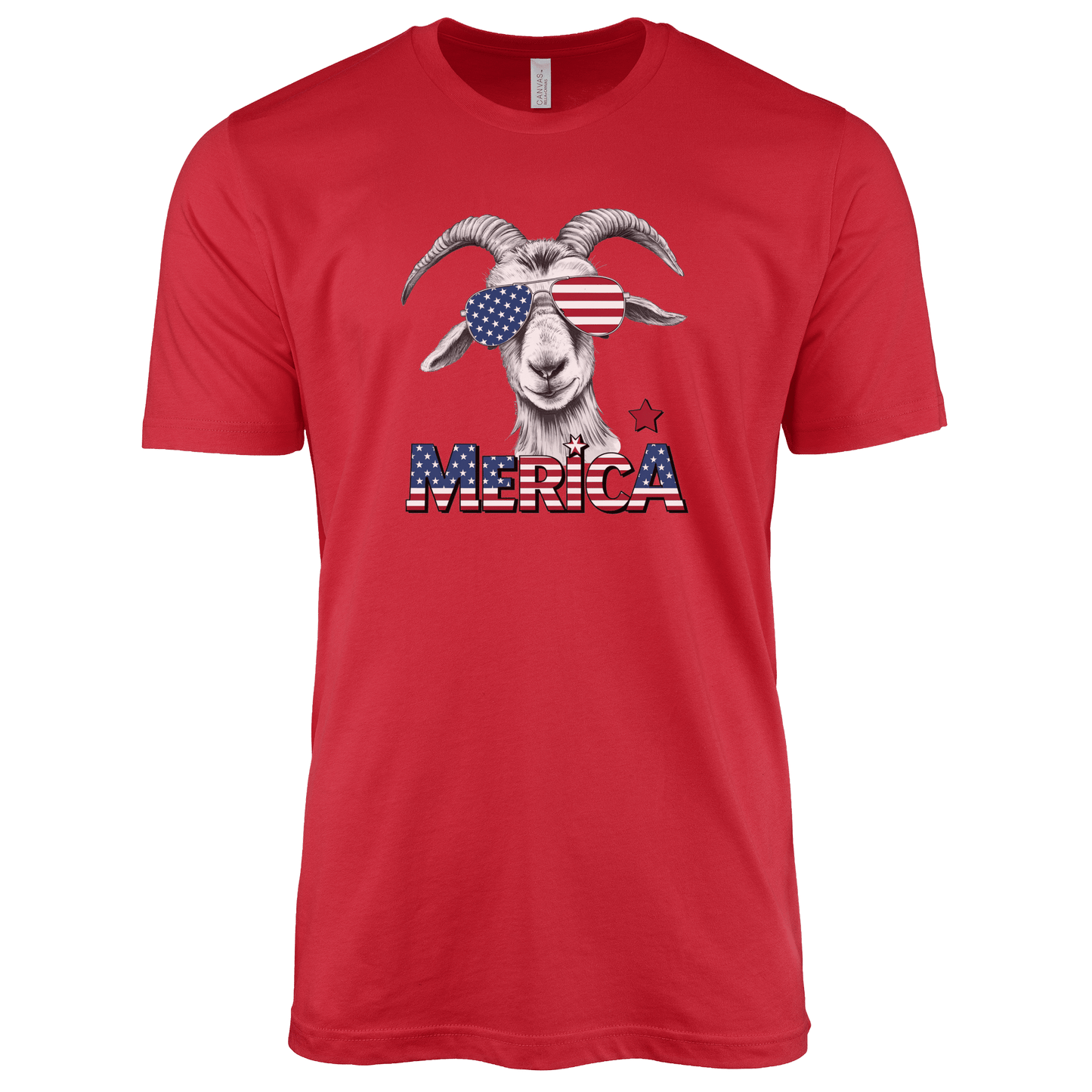 T-Shirt Adult T-shirt / S / Red Patriotic Goat With Sunglasses Shirt