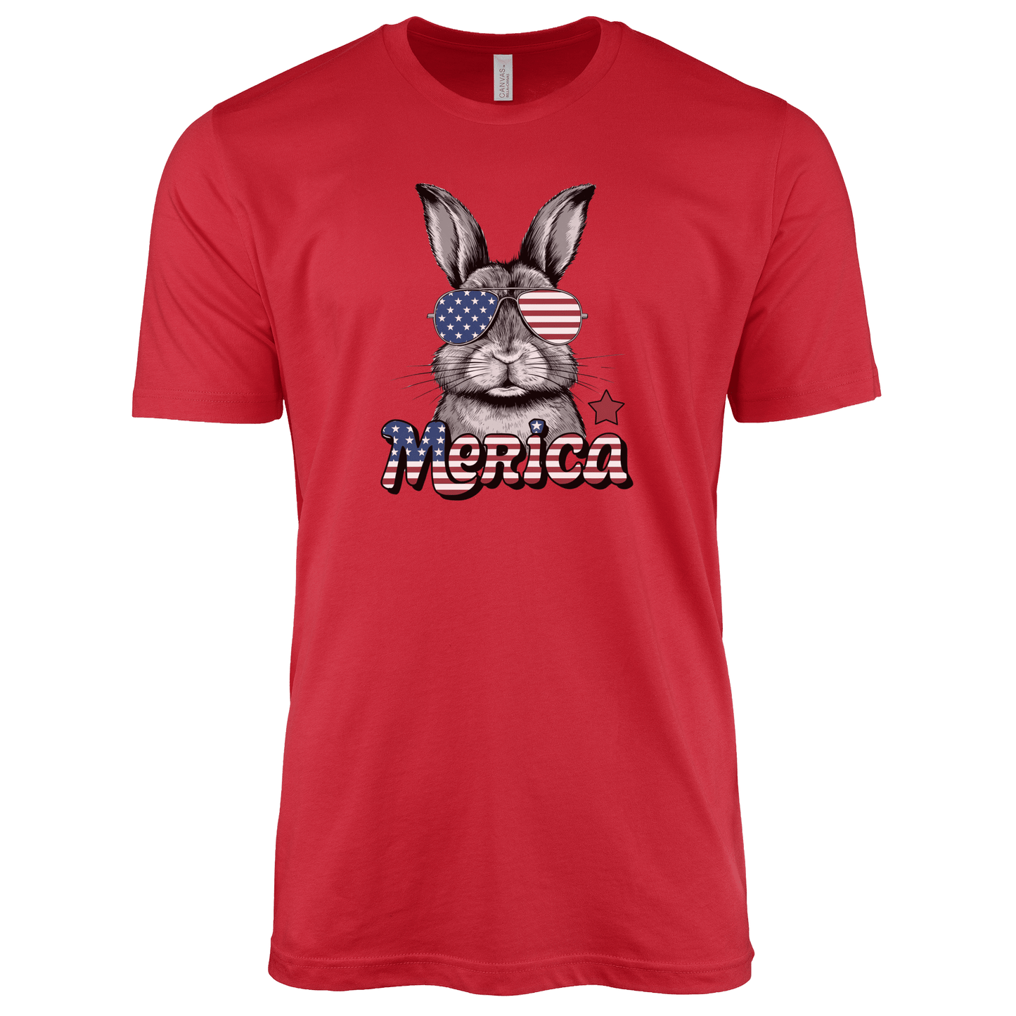 T-Shirt Adult T-shirt / S / Red Patriotic Rabbit With Sunglasses Shirt