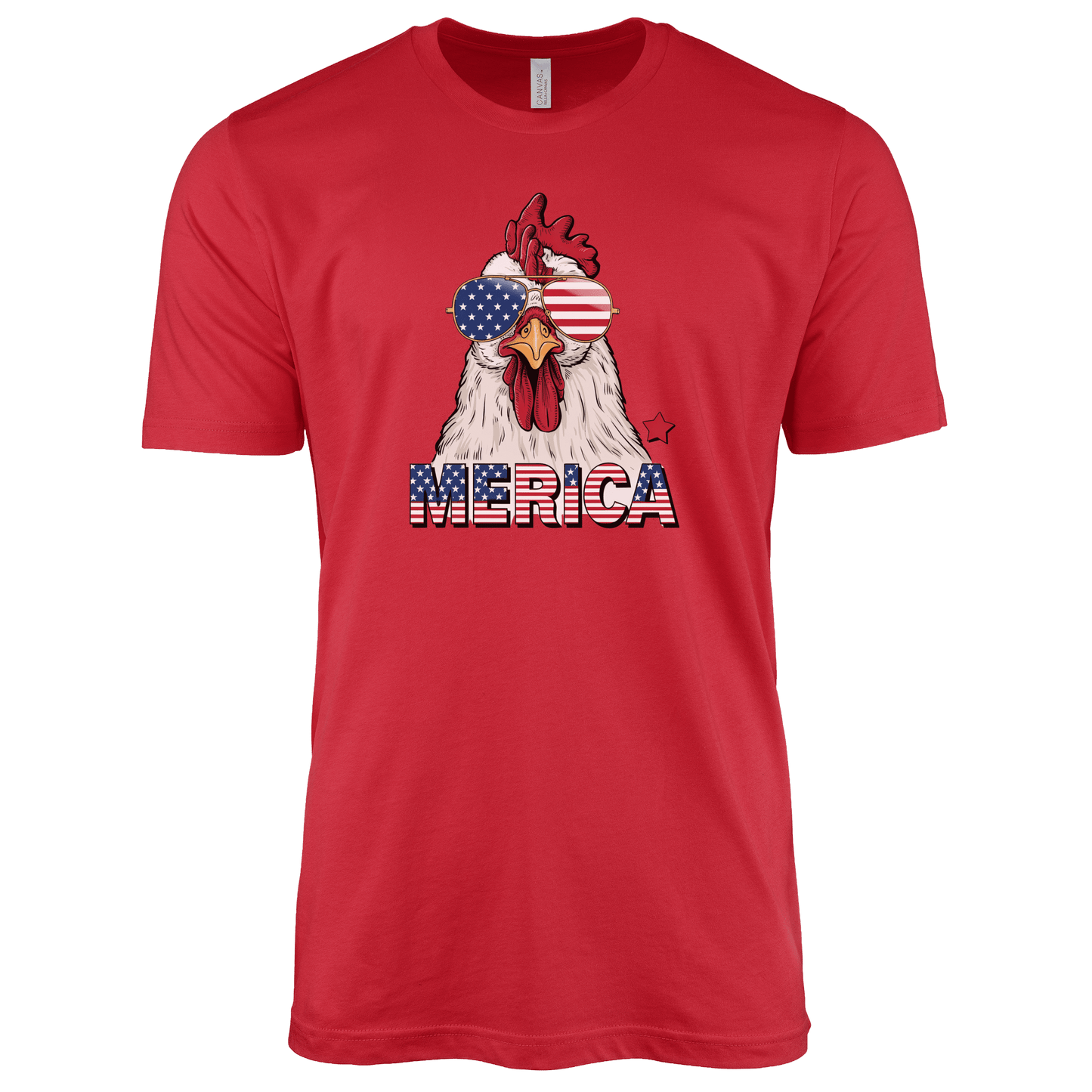 T-Shirt Adult T-shirt / S / Red Patriotic Rooster with Sunglasses Shirt