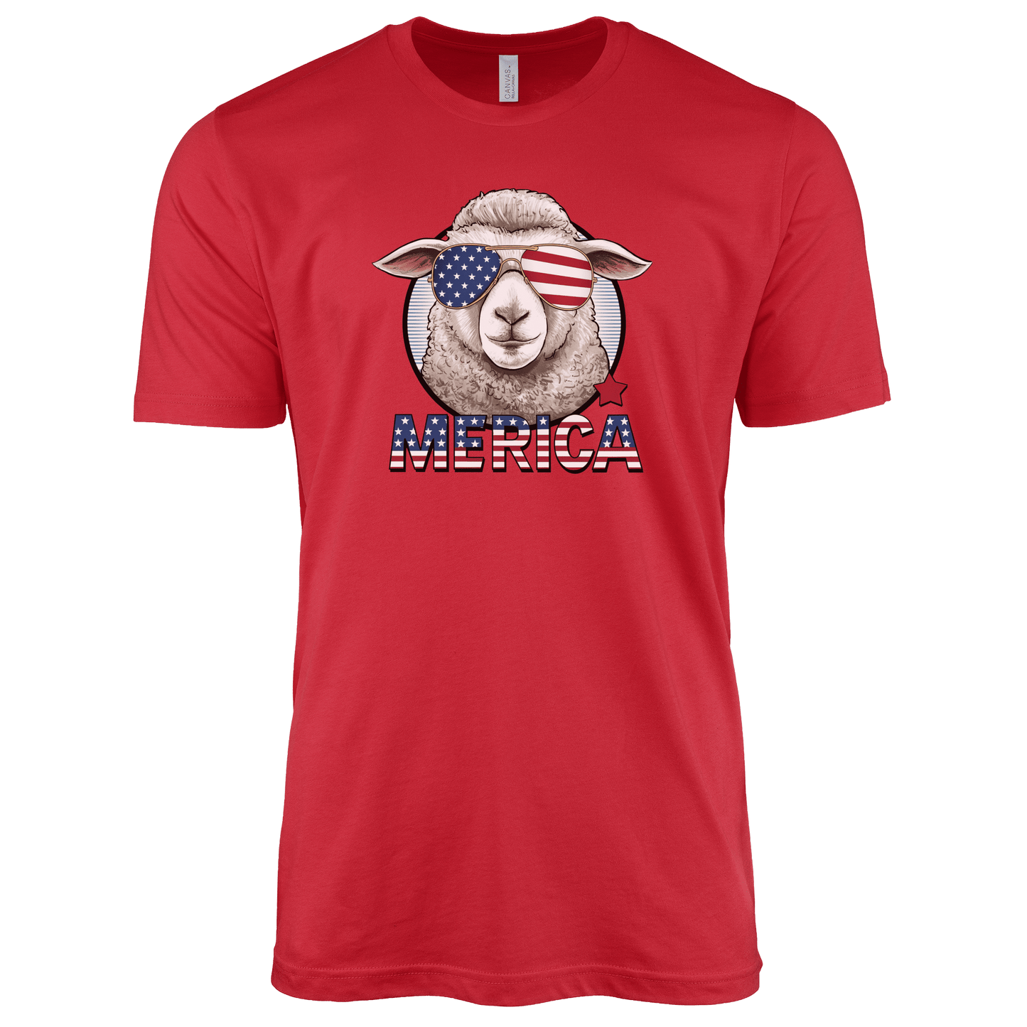 T-Shirt Adult T-shirt / S / Red Patriotic Sheep with Sunglasses Shirt