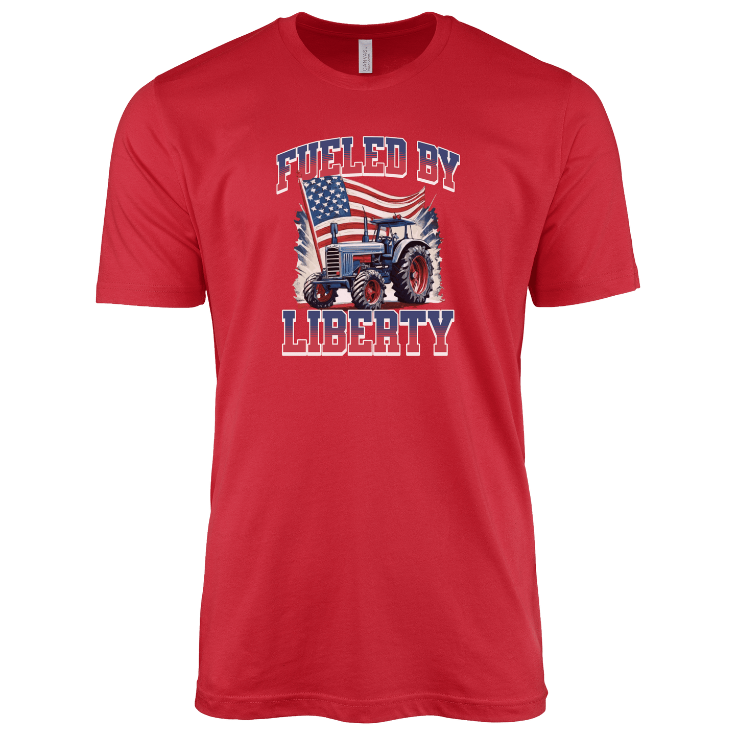 T-Shirt Adult T-shirt / S / Red Patriotic Tractor with American Flag Shirt