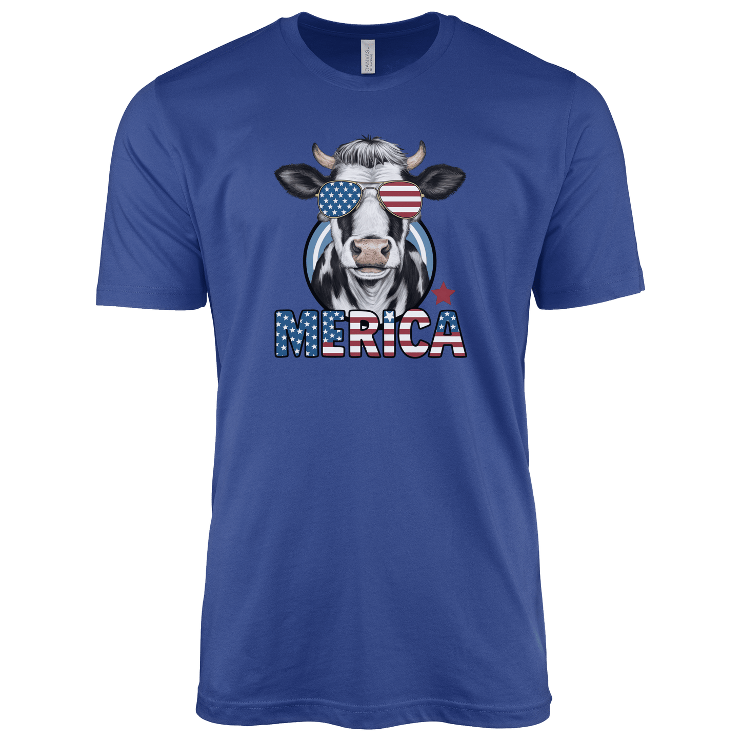 T-Shirt Adult T-shirt / S / True Royal Patriotic Cow with Sunglasses Shirt