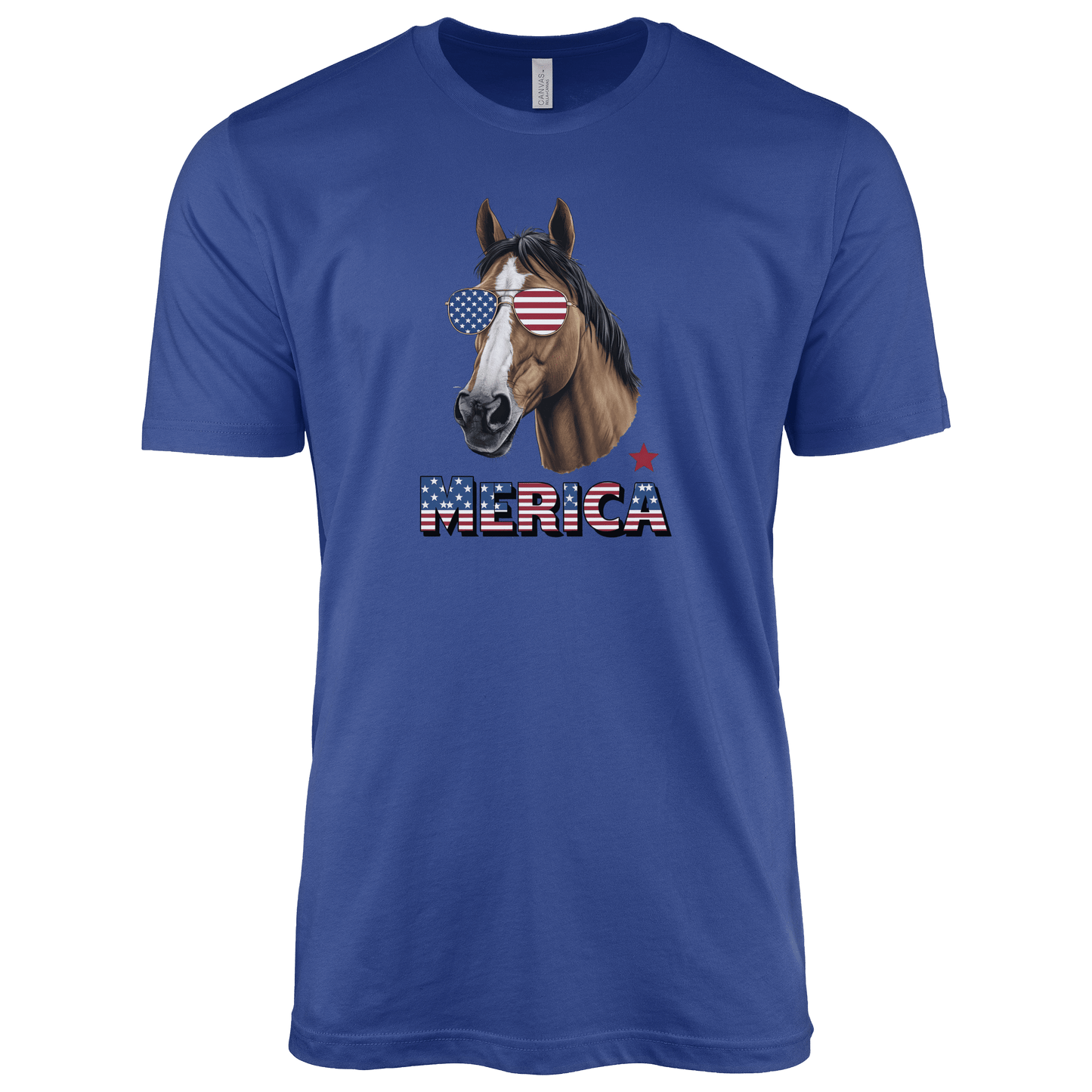 T-Shirt Adult T-shirt / S / True Royal Patriotic Horse with Sunglasses Shirt