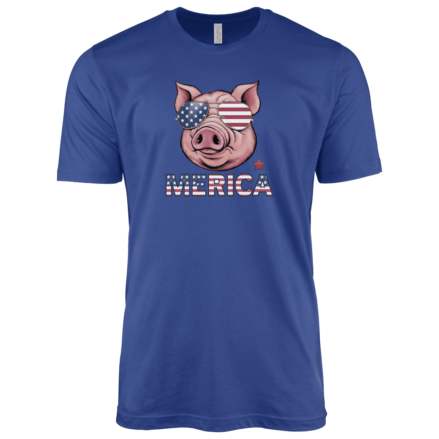 T-Shirt Adult T-shirt / S / True Royal Patriotic Pig with with Sunglasses Shirt