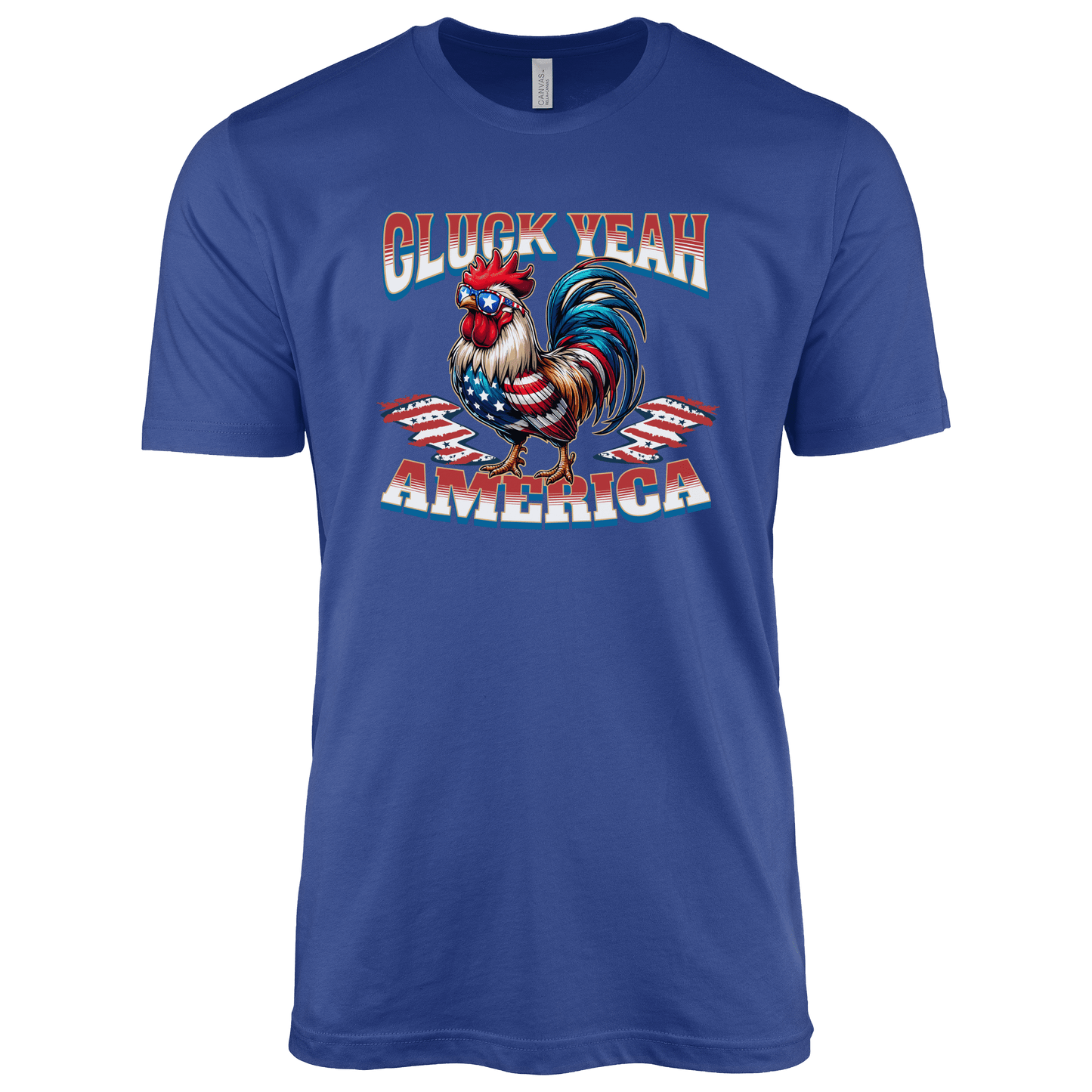 T-Shirt Adult T-shirt / S / True Royal Patriotic Rooster and Stars Cluck Yeah Shirt