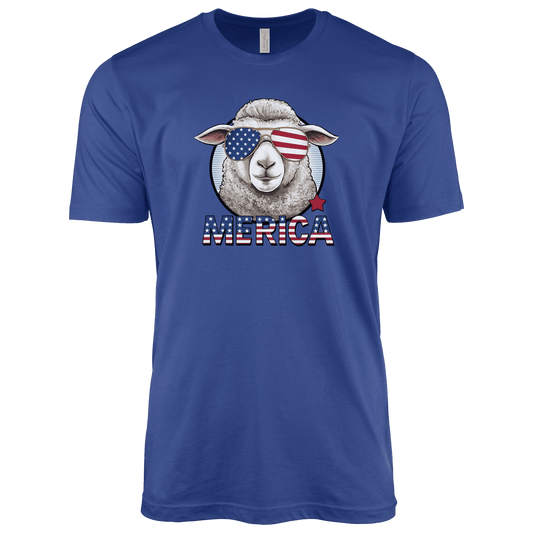 T-Shirt Adult T-shirt / S / True Royal Patriotic Sheep with Sunglasses Shirt