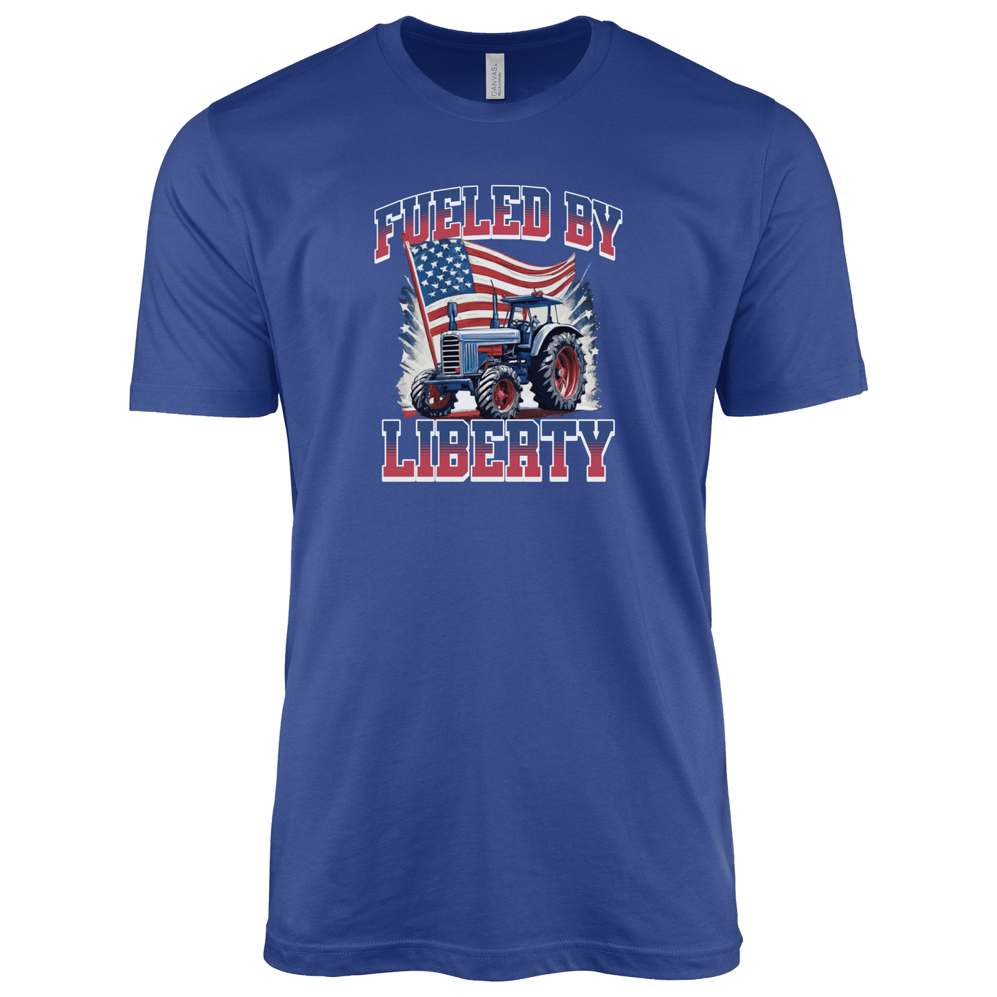 T-Shirt Adult T-shirt / S / True Royal Patriotic Tractor with American Flag Shirt