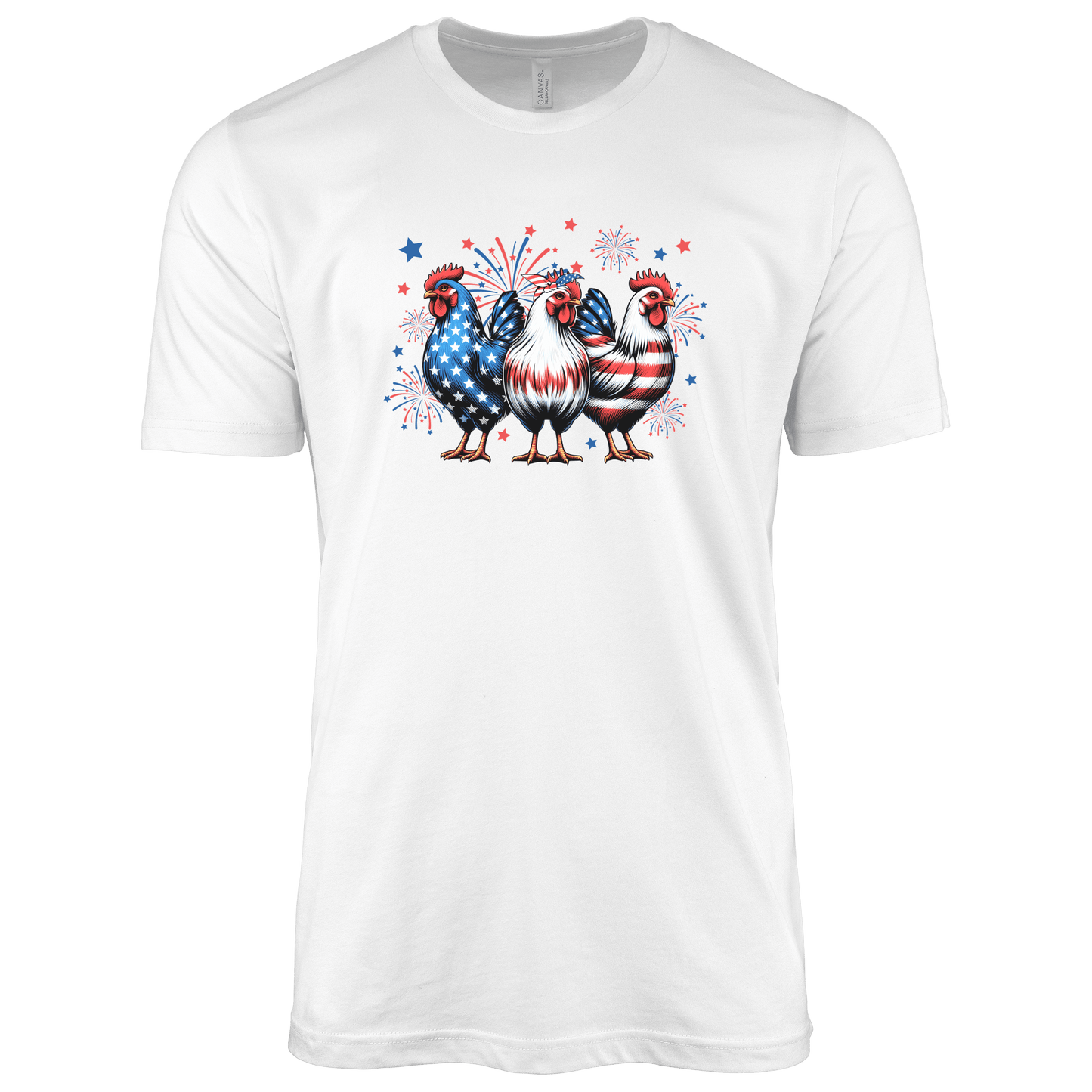 T-Shirt Adult T-shirt / S / White Patriotic American Chickens Shirt