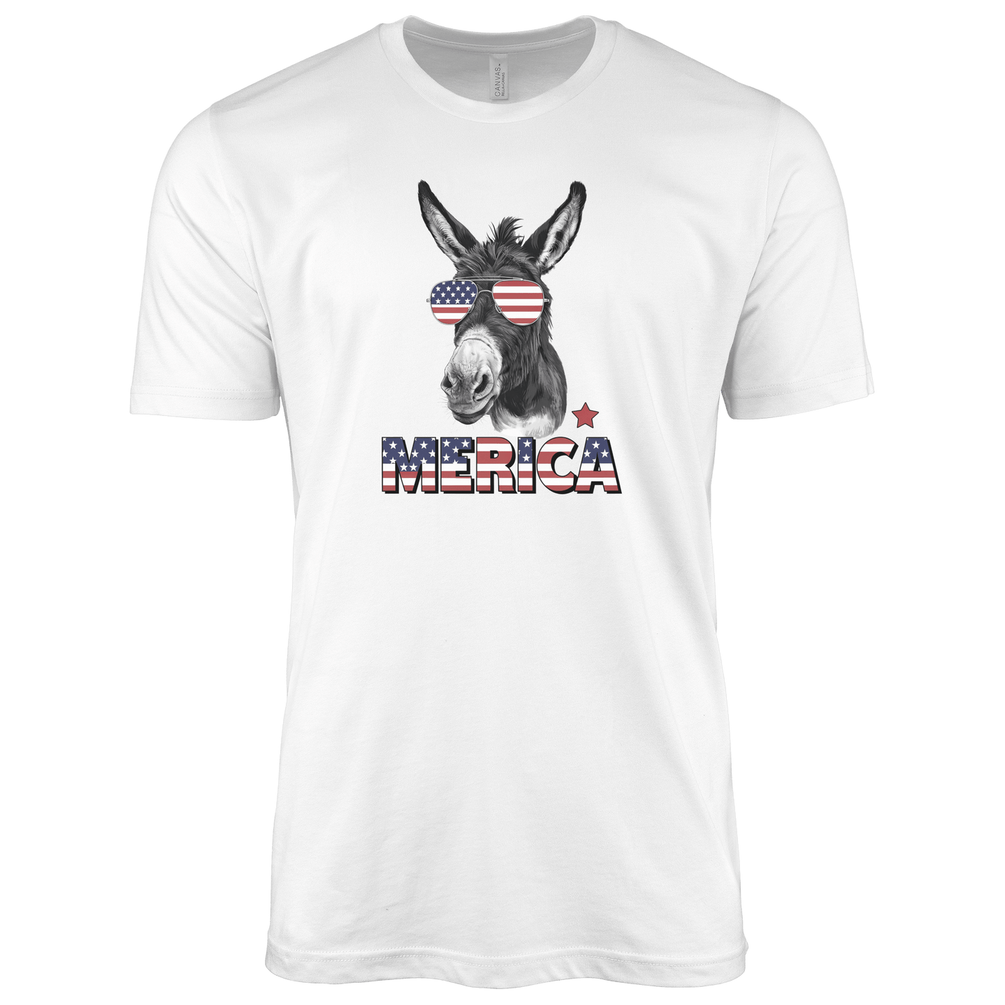 T-Shirt Adult T-shirt / S / White Patriotic Donkey with Sunglasses Shirt