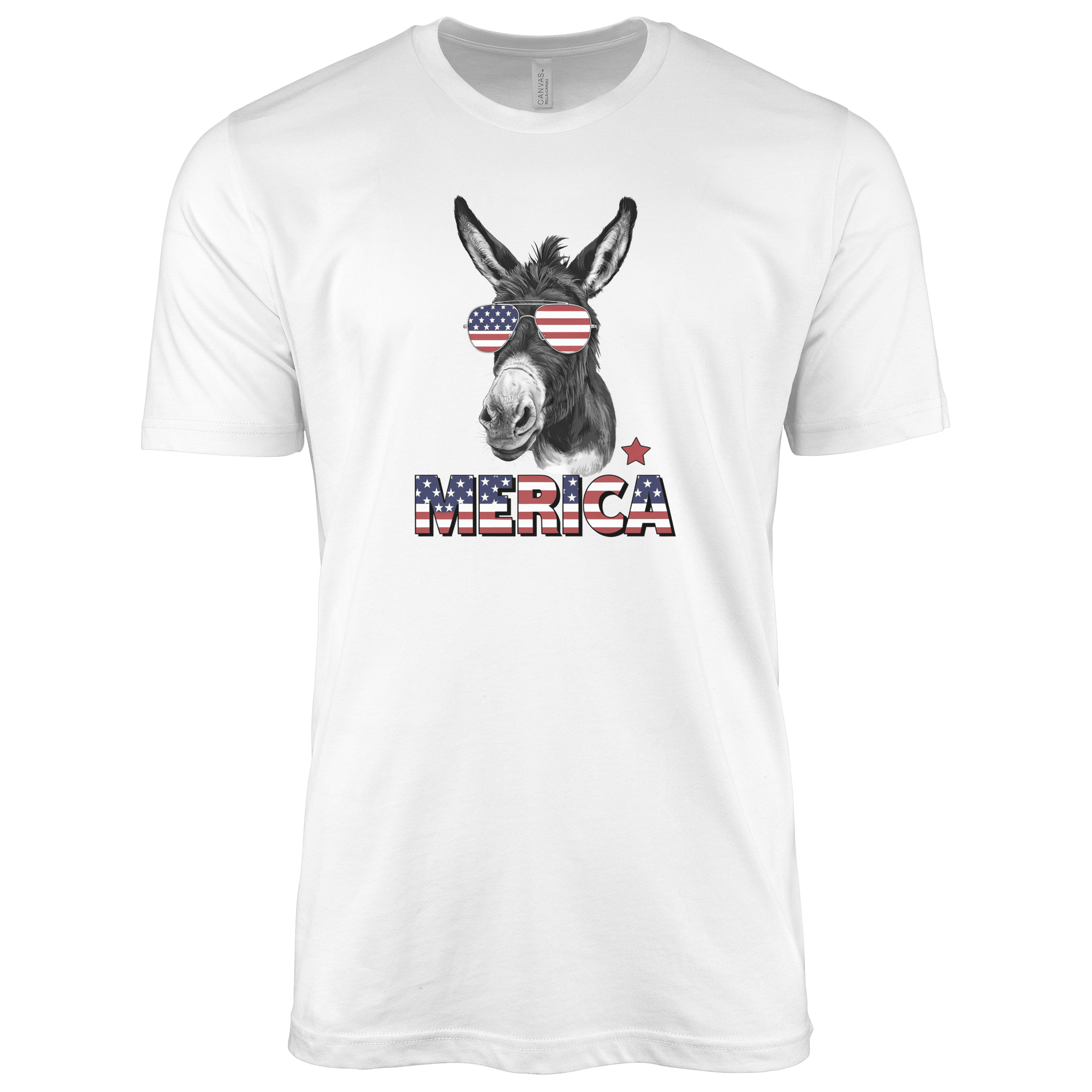 T-Shirt Adult T-shirt / S / White Patriotic Donkey with Sunglasses Shirt