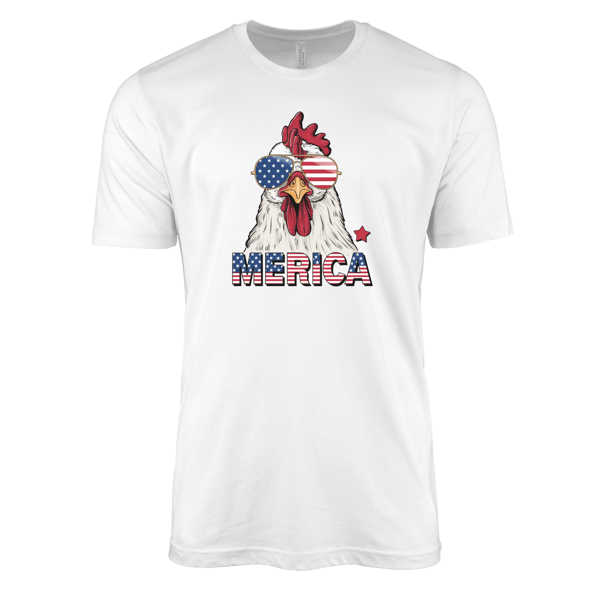 T-Shirt Adult T-shirt / S / White Patriotic Rooster with Sunglasses Shirt