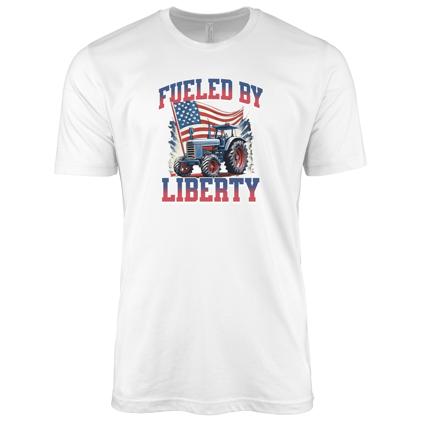 T-Shirt Adult T-shirt / S / White Patriotic Tractor with American Flag Shirt