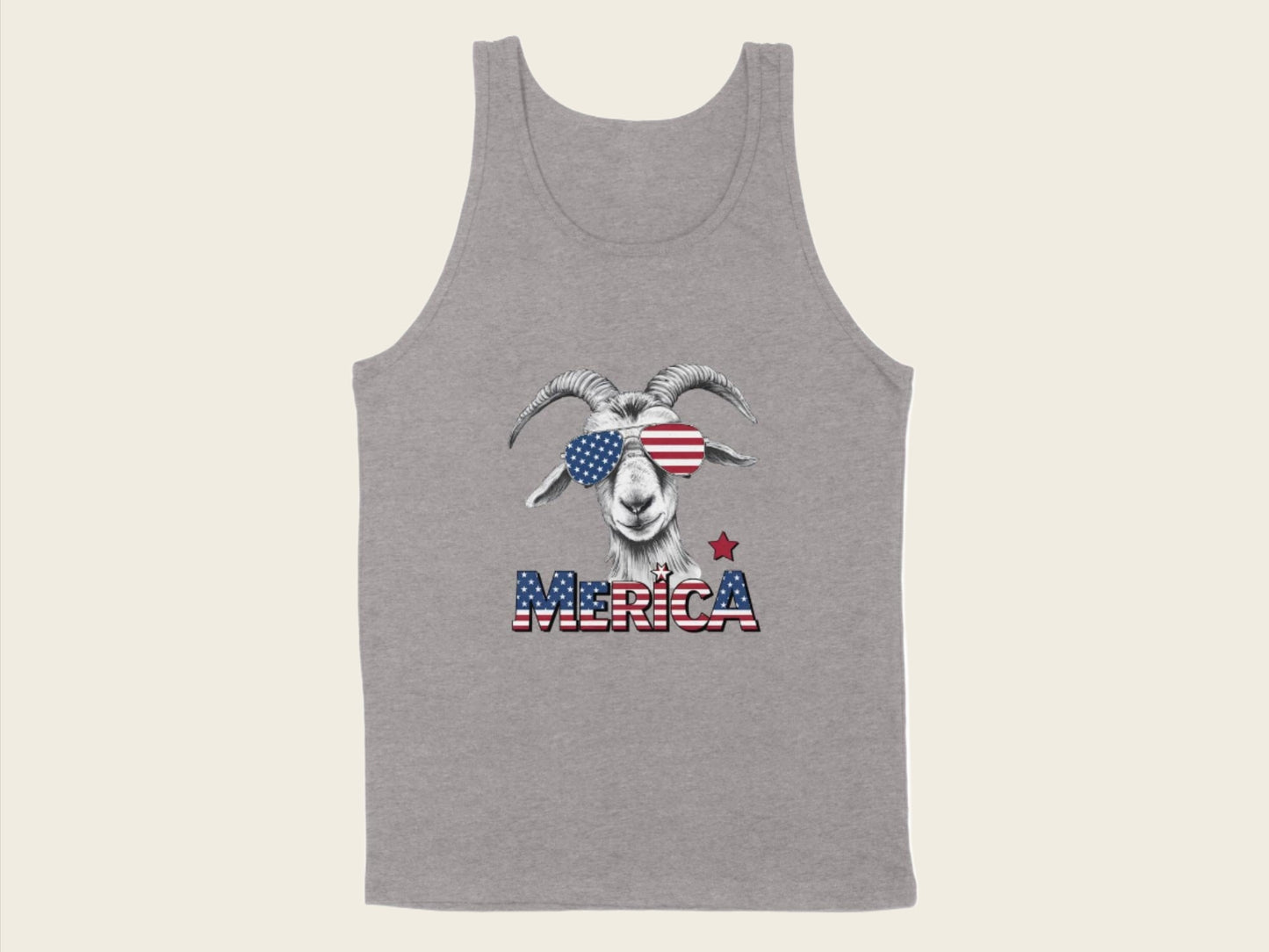 T-Shirt Adult Tank Top / S / Athletic Heather Patriotic Goat With Sunglasses Shirt