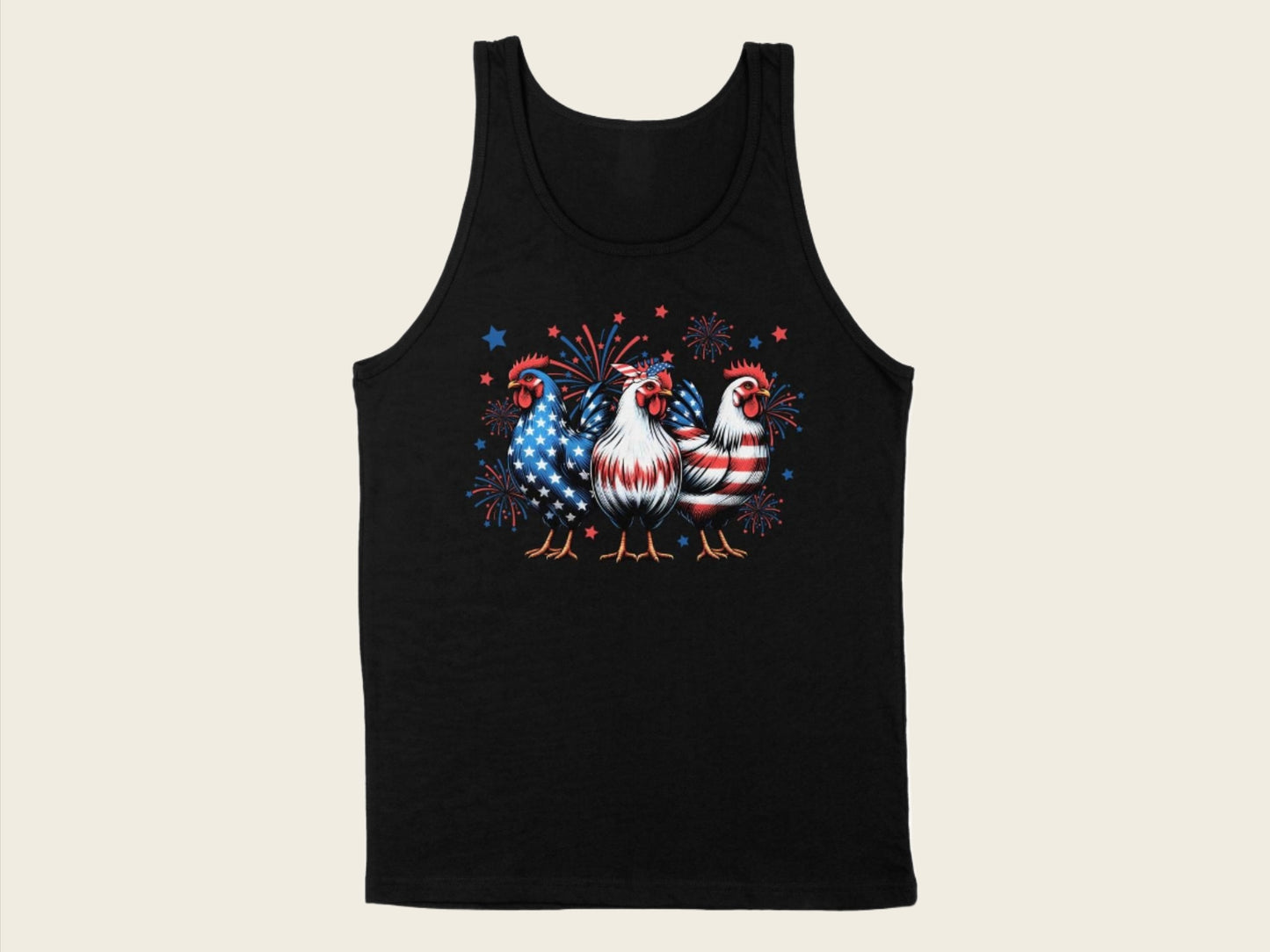 T-Shirt Adult Tank Top / S / Black Patriotic American Chickens Shirt