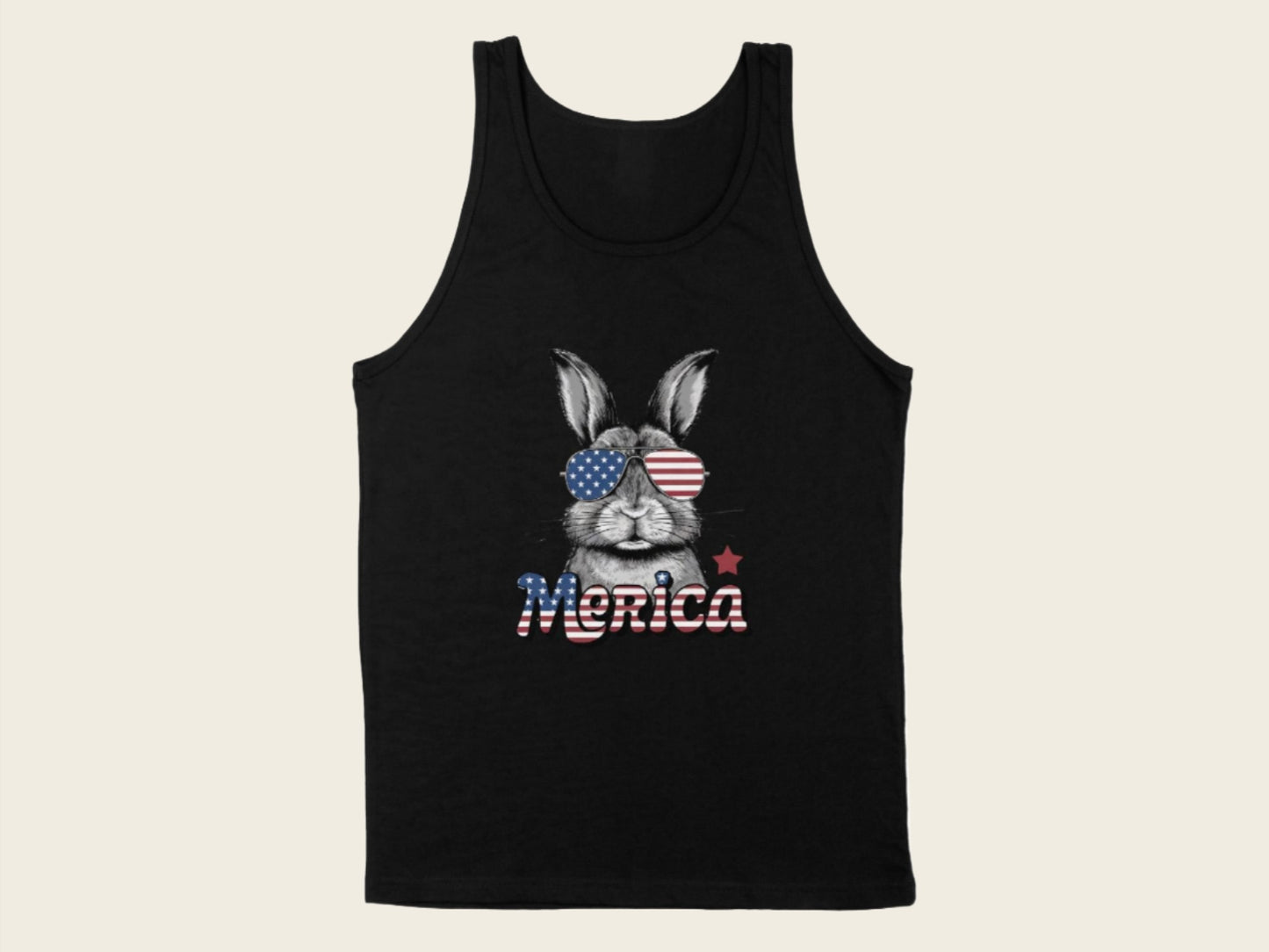 T-Shirt Adult Tank Top / S / Black Patriotic Rabbit With Sunglasses Shirt