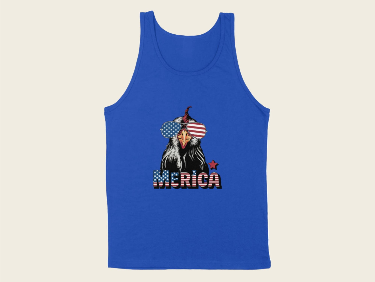 T-Shirt Adult Tank Top / S / True Royal Patriotic Chicken with Sunglasses Shirt