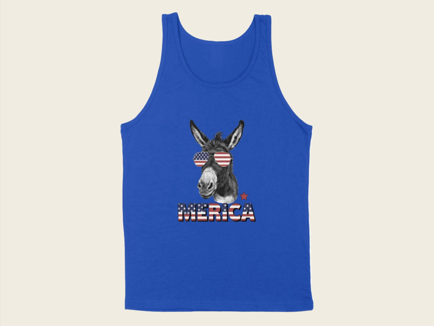 T-Shirt Adult Tank Top / S / True Royal Patriotic Donkey with Sunglasses Shirt