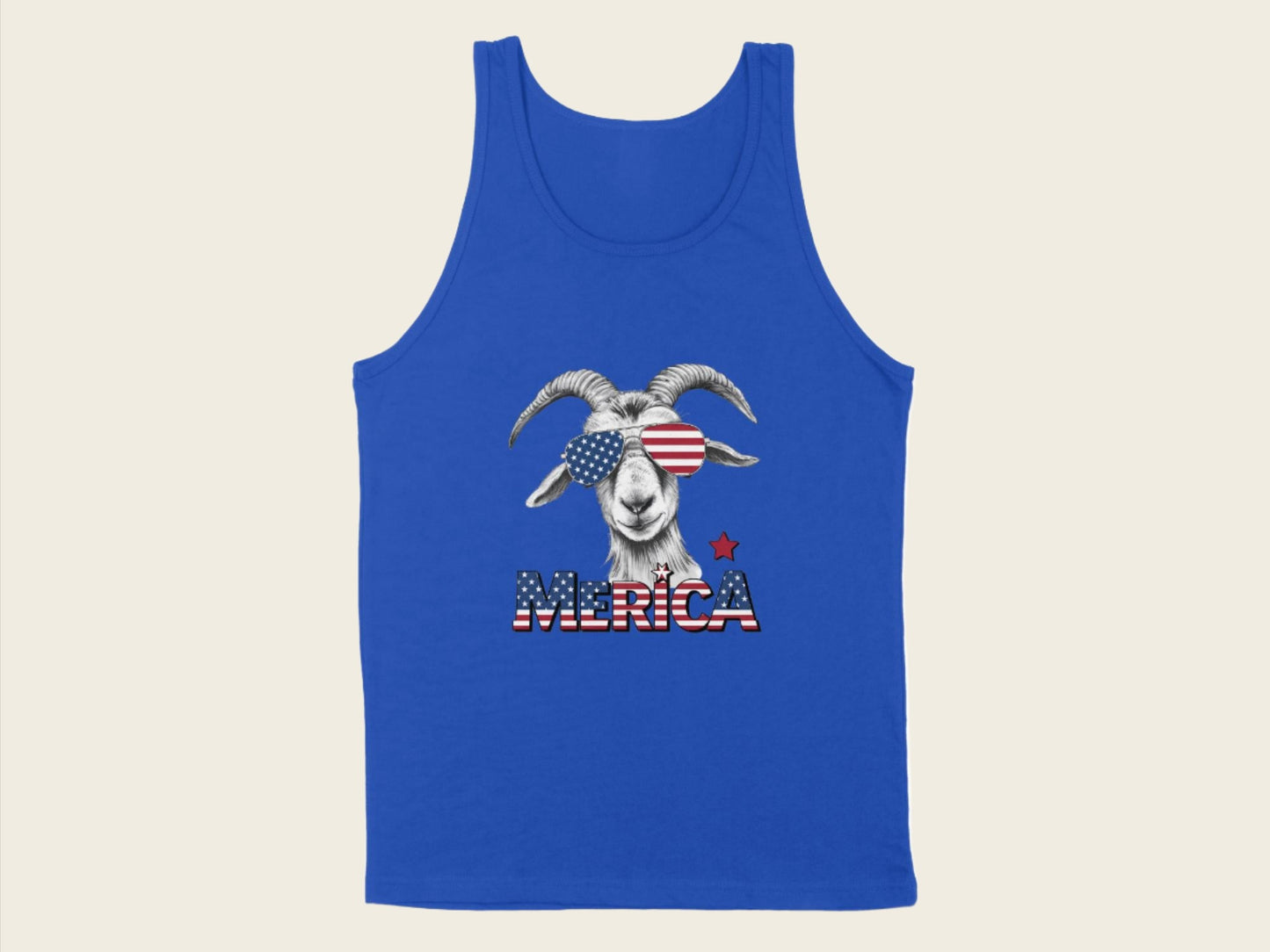 T-Shirt Adult Tank Top / S / True Royal Patriotic Goat With Sunglasses Shirt