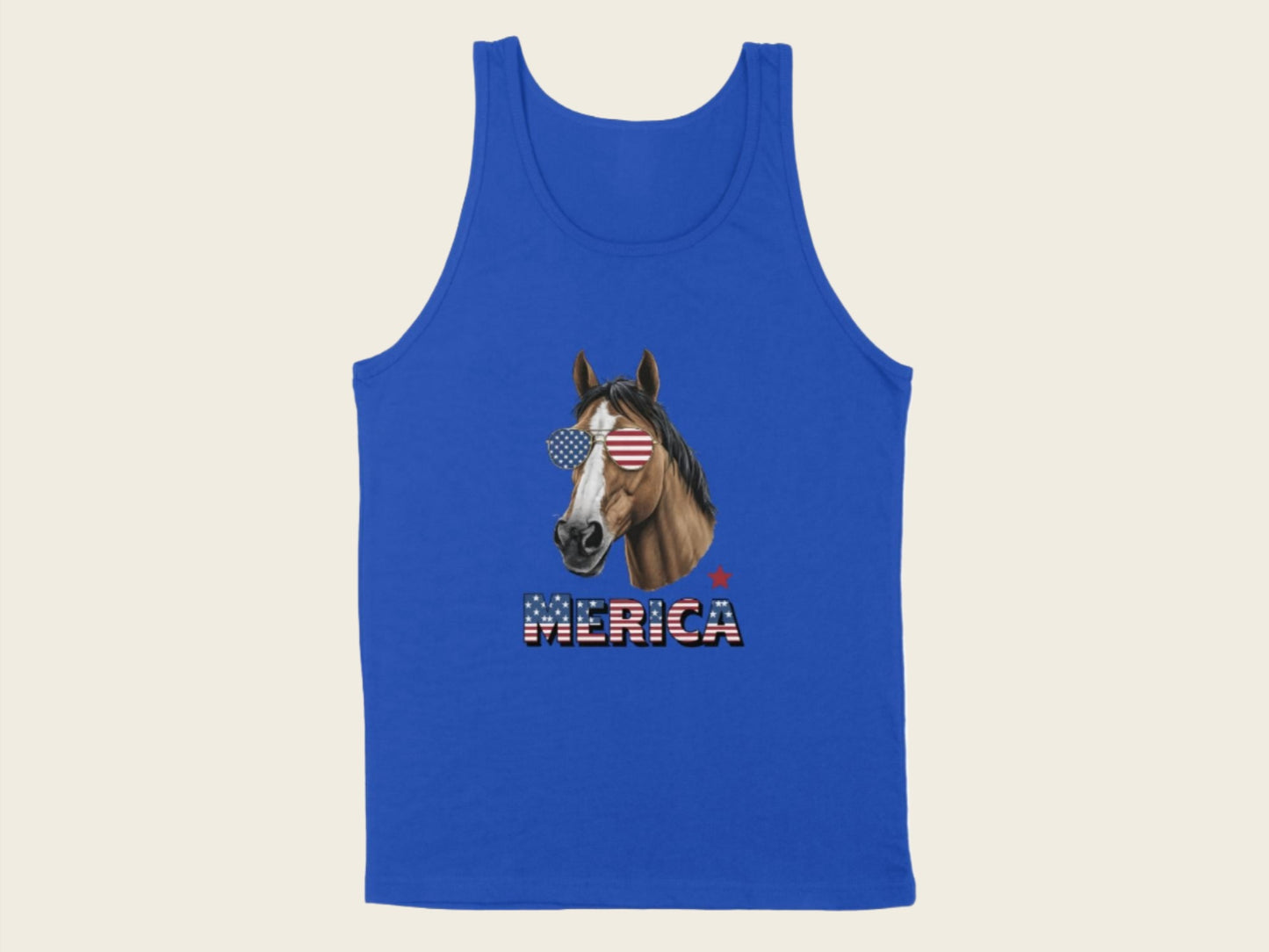 T-Shirt Adult Tank Top / S / True Royal Patriotic Horse with Sunglasses Shirt