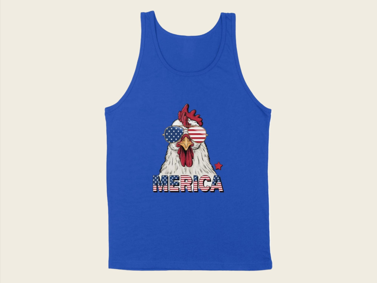 T-Shirt Adult Tank Top / S / True Royal Patriotic Rooster with Sunglasses Shirt