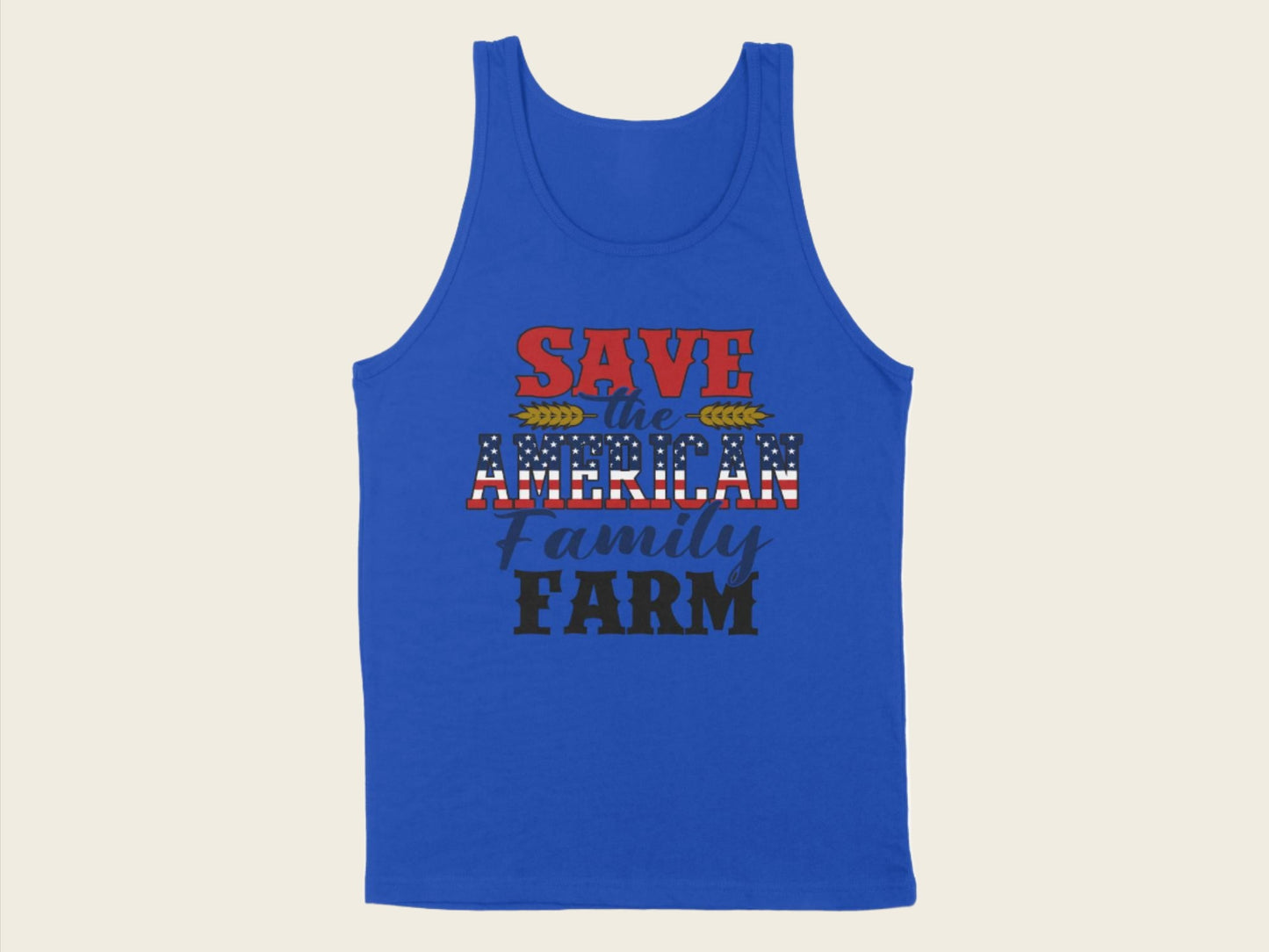 T-Shirt Adult Tank Top / S / True Royal Patriotic Save the American Farm Shirt