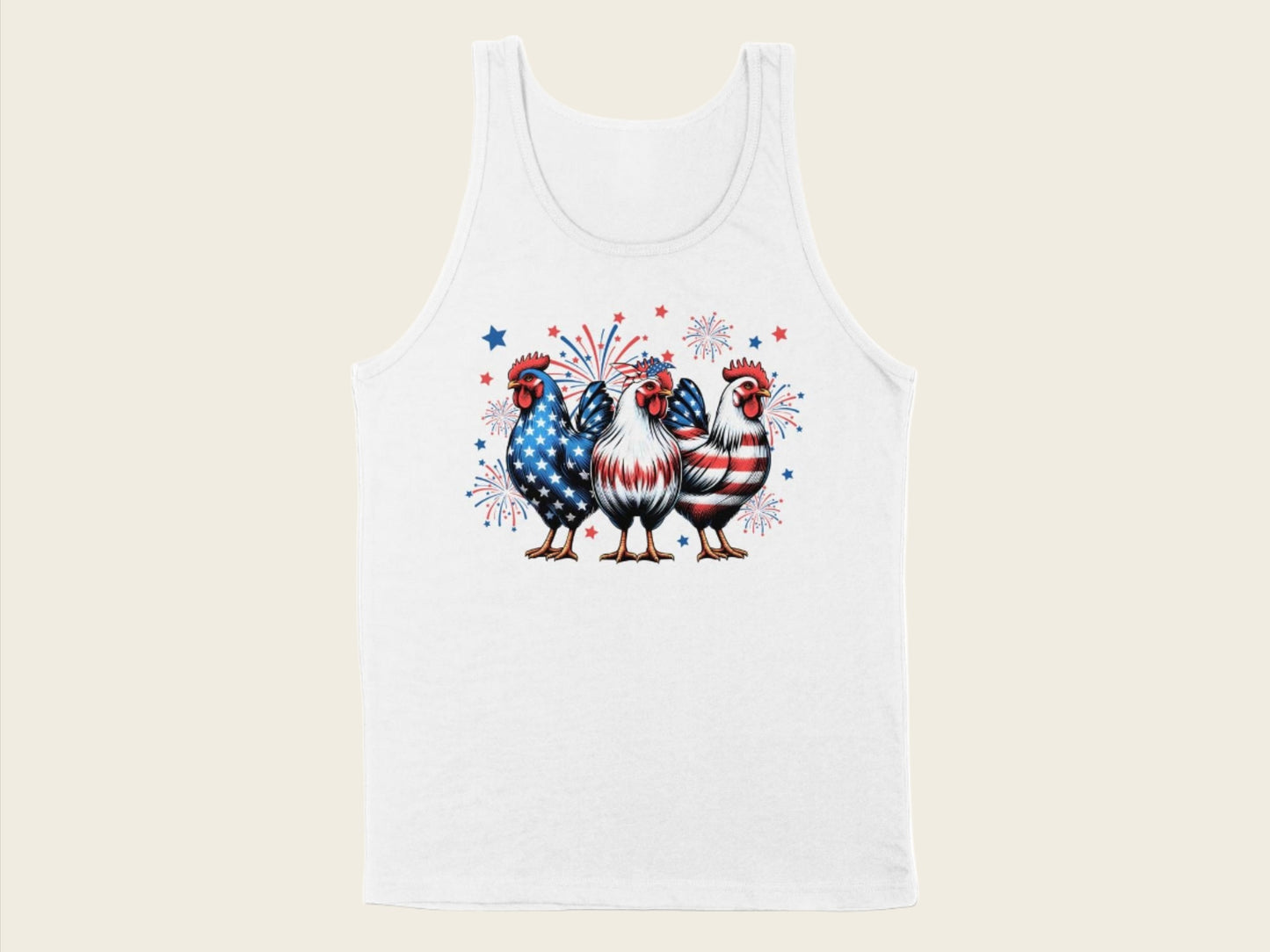 T-Shirt Adult Tank Top / S / White Patriotic American Chickens Shirt