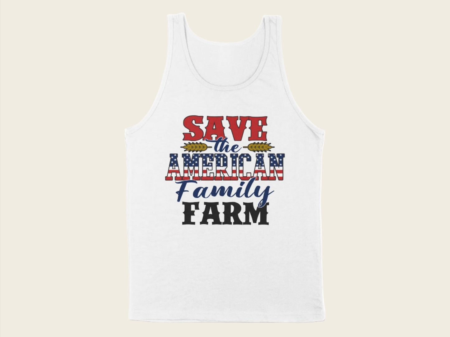 T-Shirt Adult Tank Top / S / White Patriotic Save the American Farm Shirt